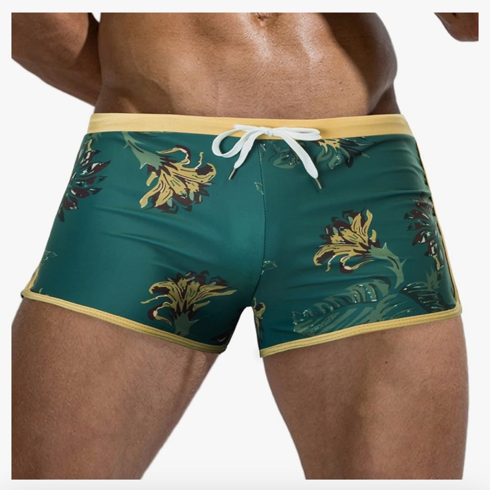 PJ Paul Jones Vintage Inspired Men’s Square Cut Swim Brief European Tropical